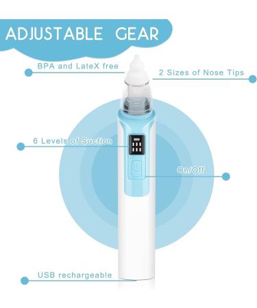 Electric Baby Nasal Aspirator with 6 Levels of Suction - Blue | Nose Sucker for Babies and Toddlers - Buy Online on GoSupps.com
