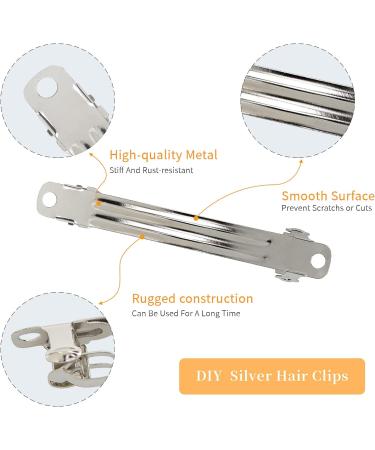 100 Pack 6 CM 2.36 Inch Blank Silver Square Rectangle Metal French Barrette Plain Hair Clips DIY Crafting Clips for Bows Ponytail Holder Hair Accessories for Women Girls - Buy Online on GoSupps.com