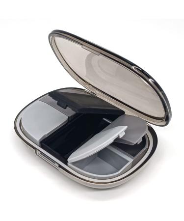 Pill Box Organizer, IUKUS Travel Pill Case Cute & Waterproof Daily Pill Organizer Vitamin and Medicine Case Small Pill Box for Pocket, Purse or Bag (Black-5 Compartment)