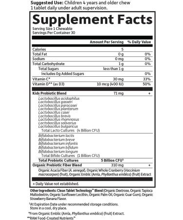 Garden of Life Probiotics for Kids - Organic Strawberry Banana Chewables (30 Count) - Buy Online on GoSupps.com