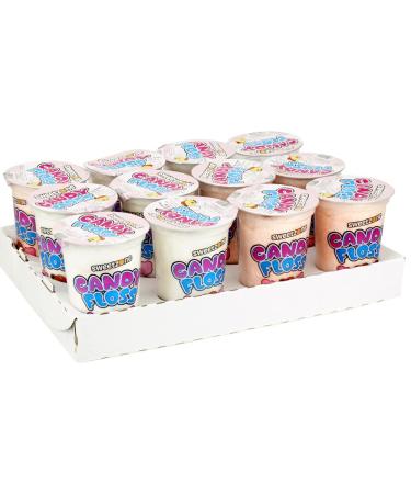 Sweetzone Candy Floss Halal Sweets Tub 20g x 12 Pack Sweets Bulk Retro Sweets Cotton Sweets Sweet Box Bulk Sweets Candy for Sweet Bags Sweet Tub Delight Bulk Candy