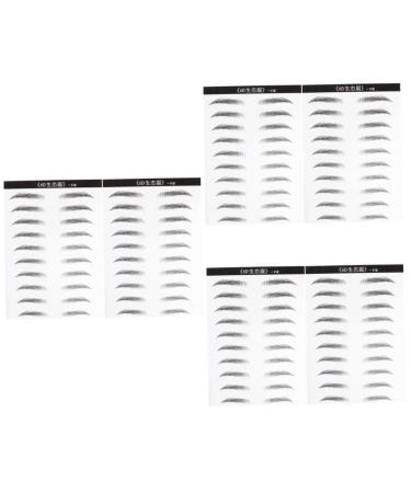 Housoutil Black Eyebrows 6 Sheets Pairs Authentic Eyebrows Tattoos Artificial Eyebrow Patch Eyebrow Stickers Water Proof 6d