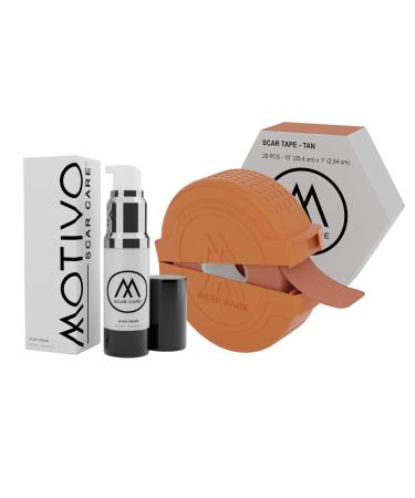 Motivo Advanced Scar Care Bundle: Scar Tape & Scar Cream (15ml) | Water & Sweat Resistant Long-Lasting Suitable for All Skin Types | Ideal for Surgical C-Section Trauma & Acne Scars | Tan