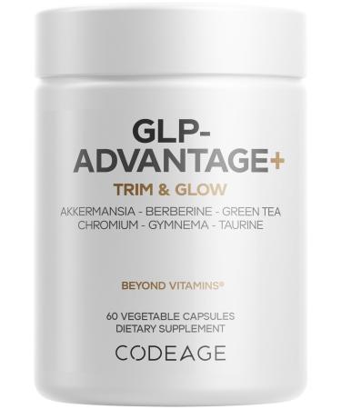 Codeage GLP-Advantage+ Supplement - Metabolic & GLP-1 Activity Support - Chromium Berberine Green Tea Gymnema Curcumin Taurine Resveratrol - Weight Management & Gut Health Non-GMO - 60 Capsules