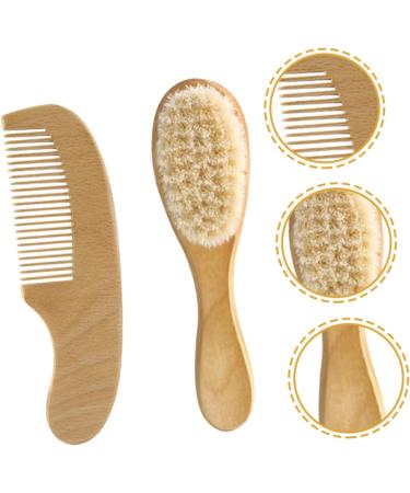 KOMBIUDA Baby Hair Brush Set - Soft Wooden Brush and Comb for Newborns and Infants - Perfect Baby Care Kit for Scalp Massage and Gifting - Buy Online on GoSupps.com