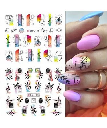 Summer Flower Leaf Nail Art Stickers - 12PCS Water Transfer Decals for Colorful Summer Nail Decorations - Buy Online on GoSupps.com