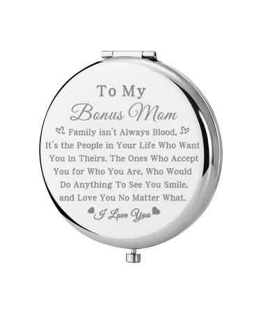 bobauna Bonus Mom Pocket Mirror Step Mother Gift Family Isn't Always Blood Bonus Mom Makeup Mirror for Adoptive Mother (Bonus Mom -S)