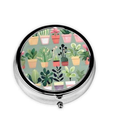 Bonsai Plantround Pill Box 3 Compartment Round Pill Box Organizer # Portable Travel Pill Box for Traveling.