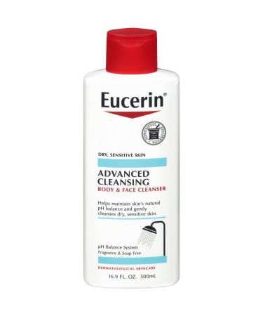 Eucerin Advanced Cleansing Body and Face Cleanser Fragrance Free 16.9 fl oz (500 ml)