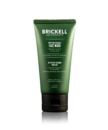 Brickell Men's Purifying Charcoal Face Wash for Men, Natural and Organic Daily Facial Cleanser, 3.4 Ounce, Scented (Peppermint, 3.4 Ounce)