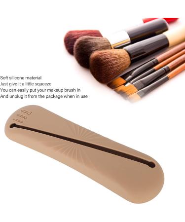 Silicone Makeup Brush Bag - Large Capacity Dustproof Holder for Home & Travel | Brown Portable Design - Buy Online on GoSupps.com