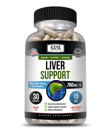 Kaya Naturals Liver Support | Gut Health Supplements for Women and Men | Milk Thistle and Dandelion Root Capsules | Detox Cleanse Liver Supplements with Artichoke Extract and Chicory Root 30 Count 30 Count (Pack of 1)