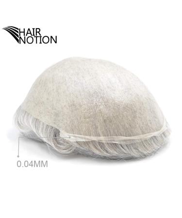 Buy Hairnotion Human Hair Wigs for Men - V-Loop Super Thin Skin Toupee 8x10 Inch Gray #1B80 - International Shipping Available - Buy Online on GoSupps.com