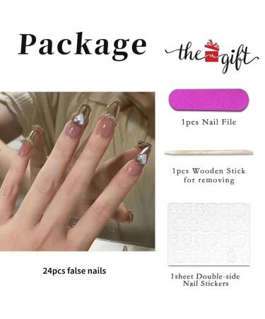 Runrayay 24pcs Heart Design Press On Nails - Medium Strass Fake Nails for Women & Girls | Acrylic Stick On Nail Art - Buy Online on GoSupps.com