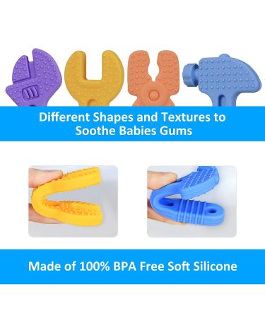 Haili Baby Teething Toys for 0-6 Months & 6-12 Months | BPA Free Silicone Molar Teether | Freezer Safe | Hammer Wrench Spanner Pliers Shape | Baby Boy Toys - Buy Online on GoSupps.com