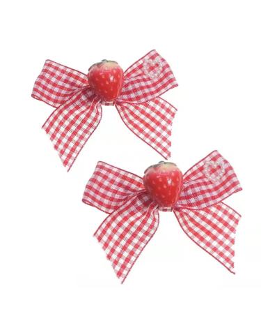 March9 Teen Girls Sweet Cute Strawberry Hair Bow Clips Barrettes Pink Lace Little Girl Hair Decoration Assorted Hair Accessories Alligator Braid Ornaments (Style2)  one size