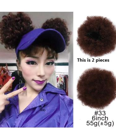 8 Inch Short Afro Puff Synthetic Hair Bun | Kinky Curly Drawstring Ponytail & Clip Extensions | Color 33 for Women - Buy Online on GoSupps.com