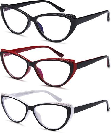 Eyeurl 3 Pack Cateye Reading Glasses for Women | Blue Light Blocker | 2.5x Visual Aid with Feather Hinges - Buy Online on GoSupps.com