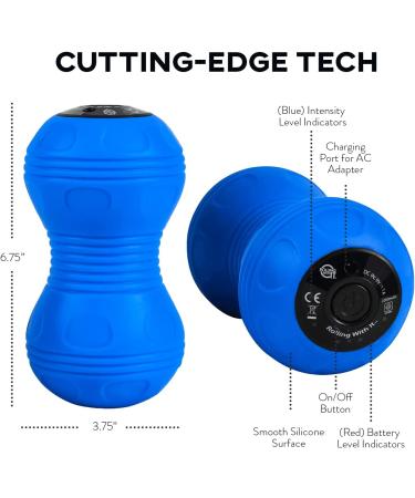 Professional Vibrating Peanut Massage Ball for Deep Tissue Trigger Point Therapy - Cordless Handheld Massager with 4 Intensity Levels - Dual Lacrosse Ball Vibration for Myofascial Release (Blue) - Buy Online on GoSupps.com