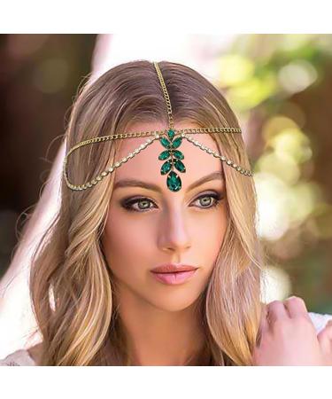 IYOU Crystal Bridal Head Chain Rhinestone Pendant Headpiece Layered Festival Wedding Hair Accessories for Women Gold - Buy Online on GoSupps.com