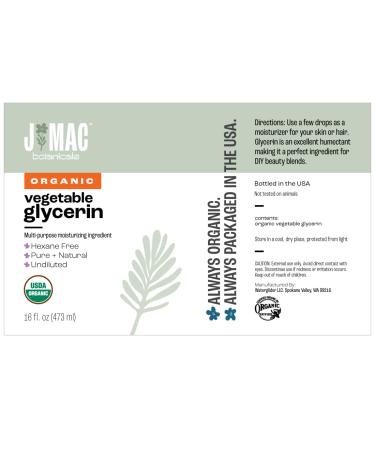 J MAC BOTANICALS Organic Vegetable Glycerin (16 oz glass bottle) 16 Fl Oz (Pack of 1) - Buy Online on GoSupps.com