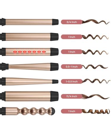 PARWIN PRO BEAUTY 7-in-1 Curling Iron Wand Set - Interchangeable Ceramic Barrels Infrared Technology Dual Voltage Auto Shut Off Perfect Curls Worldwide - Buy Online on GoSupps.com