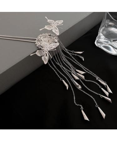 Jumwrit Butterfly Hair Stick with Silver Tassel - Chinese Hair Styling Accessory for Women and Girls - Buy Online on GoSupps.com