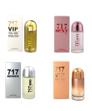 717 Perfume for Women 3.4oz / 100ml each (717 VIP 717 WOMEN 717 VIP ROSE 717 SEXY) inspired by 2112 gift set (Pack of 4)