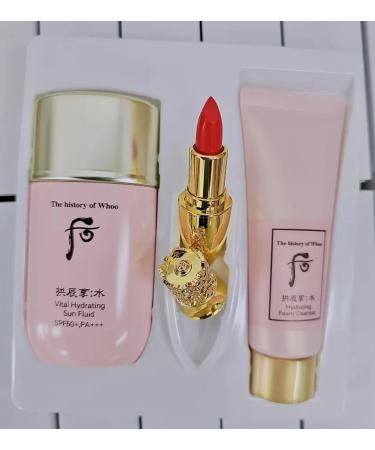 Shop Korea Vital Hydrating Sun Fluid 60ml SPF 50+/PA+++ - Sunscreen with Zinc Oxide Hyaluronic Acid & Ginseng | Special Gift Set + Lipstick - Buy Online on GoSupps.com