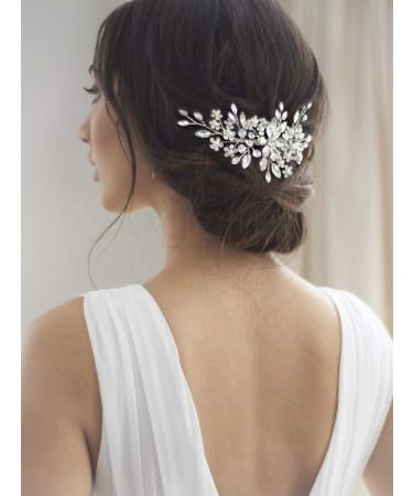 Jakawin Rhinestone Bride Wedding Hair Comb - Crystal Flower Bridal Accessory for Women and Girls - Buy Online on GoSupps.com