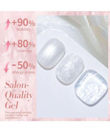 NAILGIL Pearl Gel Nail Polish Set Mermaid Gel Polish White Pink Blue Green Yellow Aurora Shimmer Nail Drawing Soak Off Led Gel for Swirl Shell Thread Pearlescent Iridescent Effect Set Pearl Set - Buy Online on GoSupps.com