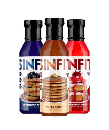 Panic Pancakes Syrup Variety Pack by Sinister Labs - Sugar free, zero calorie syrup with great berry flavor for healthy pancakes, waffles or dessert - gluten free - 12 oz bottles (3-pack) Variety 12 Fl Oz (Pack of 3)