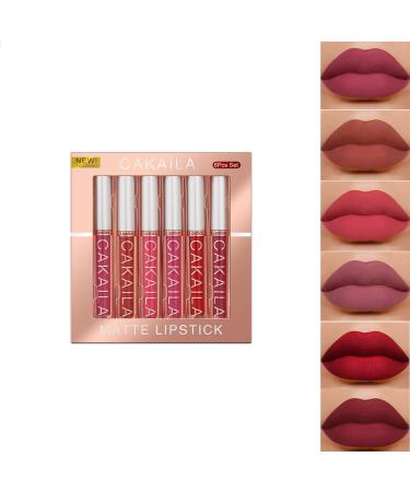 Lip gloss set 6 pieces Matt lipstick set-nude tones waterproof long-lived makeup lip gloss non-stick cup not fading waterproof lipstick durable waterproof lip gloss (03)