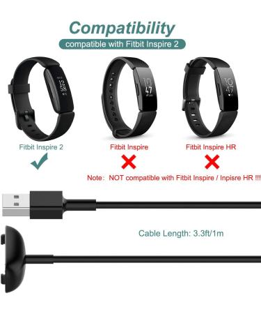 Charger for Fitbit Inspire 2 Fitness Tracker  Replacement Charging Cable Cord Accessory for Fitbit Inspire 2 [2-Pack  3.3ft/1m] - Buy Online on GoSupps.com