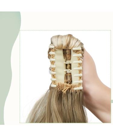 Sego 45cm Wavy Ponytail Hair Extension Voluminous Claw Clip in Ash Brown & Bleach Blond | Synthetic Braided Hair Piece (140g) - Buy Online on GoSupps.com