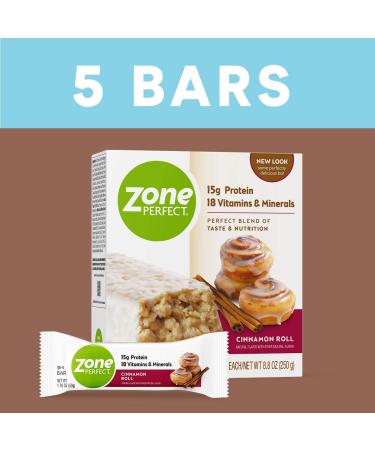 ZonePerfect Protein Bars - Cinnamon Roll Flavor | 15g Protein, 18 Vitamins & Minerals | Nutritious Snack Bar | 5 Count - Buy Online on GoSupps.com
