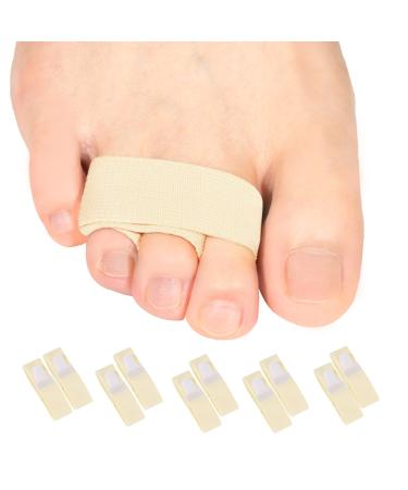 Sumiwish Toe Straightener Bandages, 10 Packs of Toe Wraps, Toe Splints for Overlapping Toe, Broken-Crooked-Claw-Overlapping-Bent Toe Tapes Brace Cushioned for Men and Women Beige Free Size