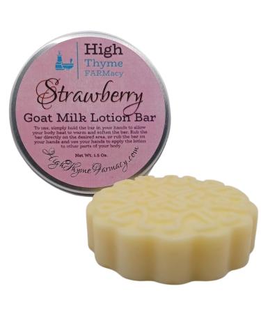 Strawberry Lotion Bar - Hydrating Goat Milk Lotion for Dry Skin | Eco-Friendly Beeswax Solid Lotion | Travel-Friendly Zero Waste Hand Care - Buy Online on GoSupps.com