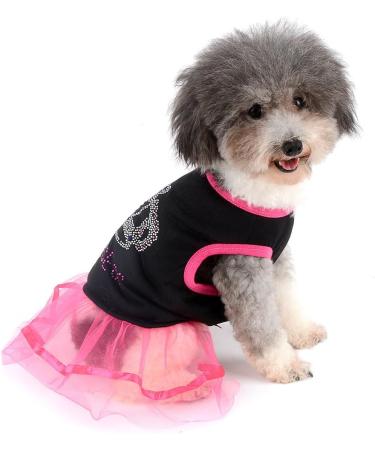 Ranphy Rhinestone Princess Dog Dress - Lace Tutu Vest Skirt for Small Dogs & Cats - Stylish Girl Clothes in Pink & Black - Buy Online on GoSupps.com