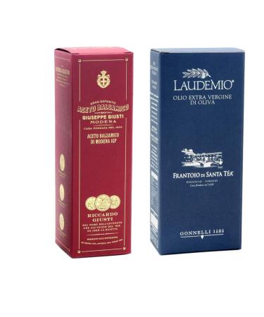 Olico Selections Giusti Santa Tea Set Modena Balsamic Vinegar IGP 3 Gold Medals 250 ml and Extra Virgin Laudemio Olive Oil 500 ml