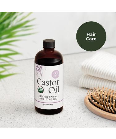 Organic Castor Oil 4oz - Pure & Natural Cold Pressed for Lashes, Eyebrows, Hair & More - Buy Online on GoSupps.com