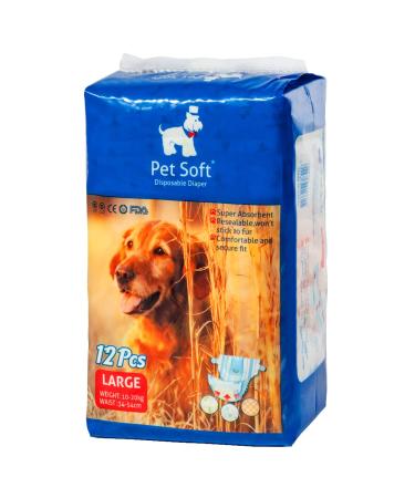 PET soft disposable dog diapers for bitches 12 pieces high-suction cat dogs Dogs diapers for bitches incontinence heat urinary tract (L 12) L 12.0