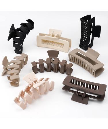 8 Pack Large Hair Claw Clips for Women - Strong Hold Matte Square Jaw Clips - Neutral Colors - 4.4 Inch - Thin Thick Hair - Buy Online on GoSupps.com