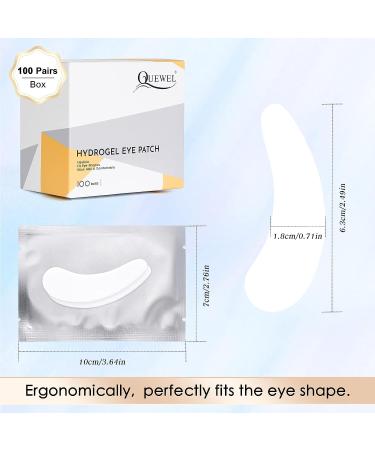 QUEWEL 100 Pairs Eyelash Extension Under Eye Pads with Aloe Vera | Hydrogel Eye Patch for Lash Extensions, Lint Free | Salon Quality, Stick Well | Fits Most Eye Shapes - Buy Online on GoSupps.com