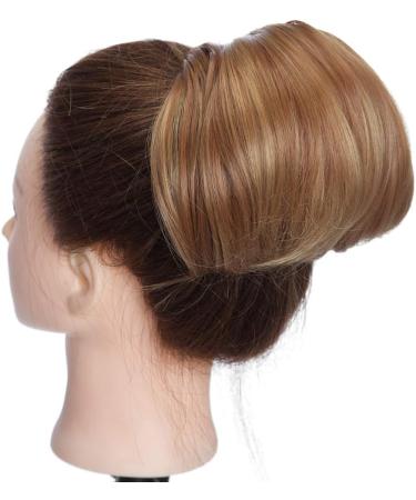 Hepburn Messy Hair Bun Extension, Light Auburn & Dark Brown Ombre Wavy Fashion Updo Scrunchy - Buy Online on GoSupps.com