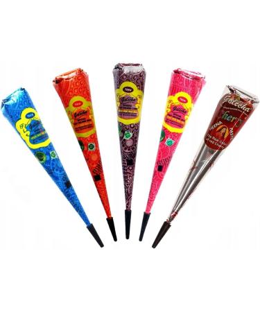 HANUMAN STORE 5 x 25g Coloring Gel Set Golecha Blue Blue Orange Chestnut Pink Cherry Ammonia Free PPD Free