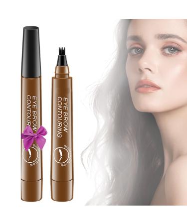 2PCS Whimsyard Eyebrow Pencil - Upgraded Microblading Effect Eyebrow Pen Four Forks Water Eyebrow Pencil Waterproof Eyebrow Pen for Hair-Like Natural Brows Last All-Day (Light Brown)