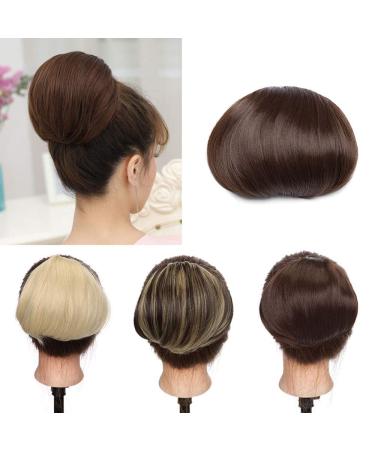 Updo Hairpiece Hepburn Hair Bun Scrunchie Hair Extension Wavy Hair Ribbon Fashion Bridal Hair Chignons Wig Drawstring Ponytail Extension - Medium Brown