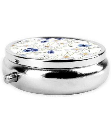 Portable Round Pill Box with Flowers & Cornflowers Daisies - Lightweight Moisture-Proof Vitamin Organizer - Buy Online on GoSupps.com