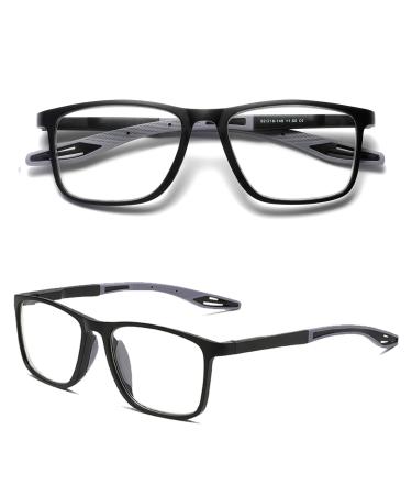 Hubeye Tr90 Sport Reading glasses for women and men Good square flexible anti-blue computer glasses High quality comfortable women reading aid black/gray 1.0 dioptries